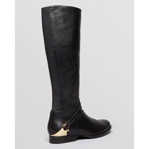 EUC LK BENNETT NELIA BLACK LEATHER ELASTICATED KNEE LENGTH BOOTS 37 US 6.5 / 7